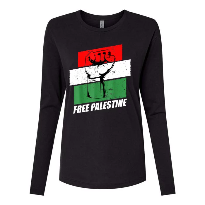 Free Palestine Gaza Palestinian Flag Womens Cotton Relaxed Long Sleeve T-Shirt