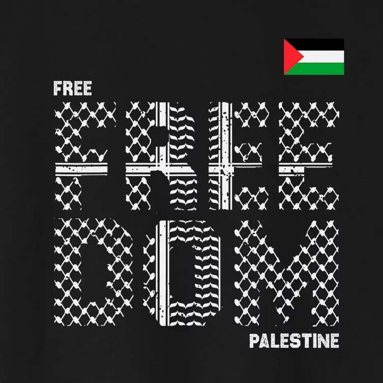 Free Palestine Gaza Flag Arabic Freedom For Palestinians Women's Crop Top Tee