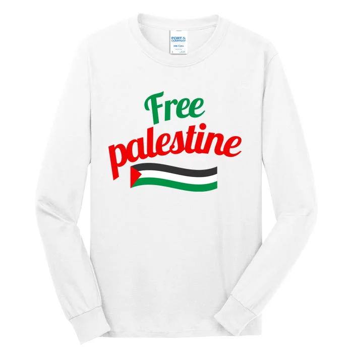 Free Palestine Gaza Flag Arabic Freedom For Palestinians Tall Long Sleeve T-Shirt