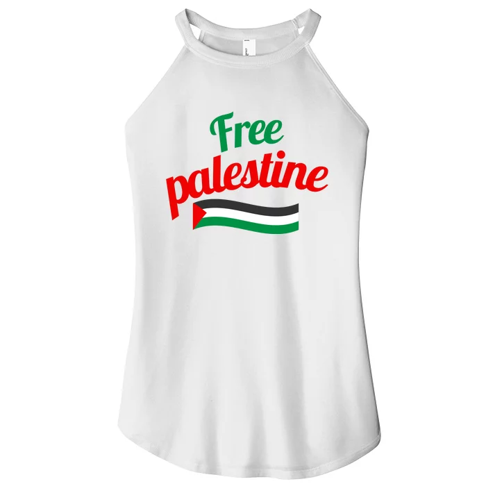 Free Palestine Gaza Flag Arabic Freedom For Palestinians Women’s Perfect Tri Rocker Tank