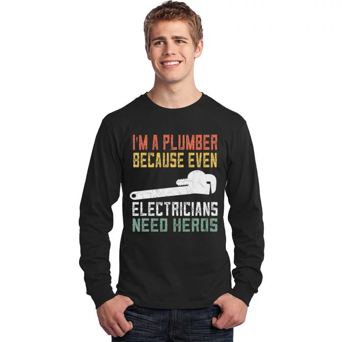 Funny Plumber Gifts For Retro Plumbing Tall Long Sleeve T-Shirt