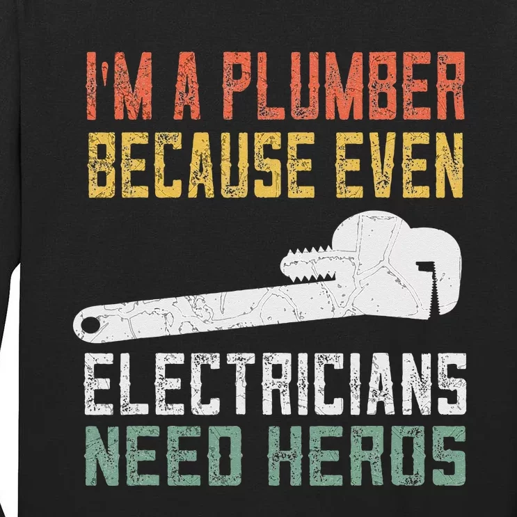 Funny Plumber Gifts For Retro Plumbing Tall Long Sleeve T-Shirt