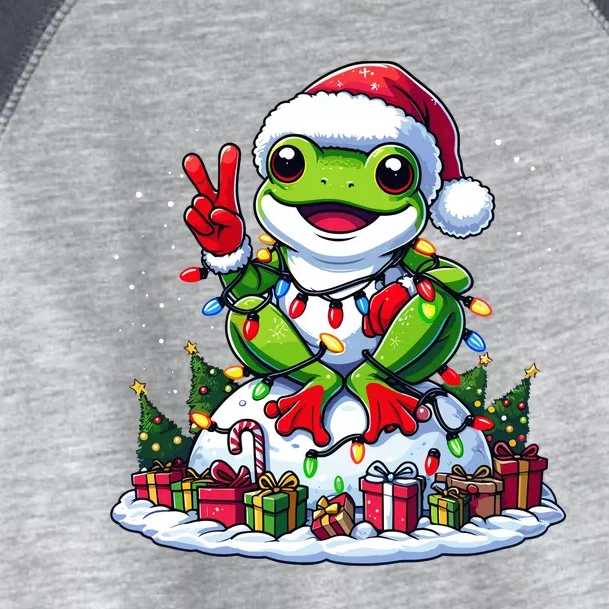 Funny Peace Hand Frog Christmas Lights Womenss Toddler Fine Jersey T-Shirt