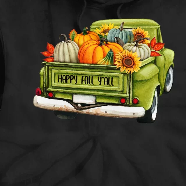 Fall Pumpkin Harvest Time Old Pickup Farm Truck Thanksgiving Tie Dye Hoodie