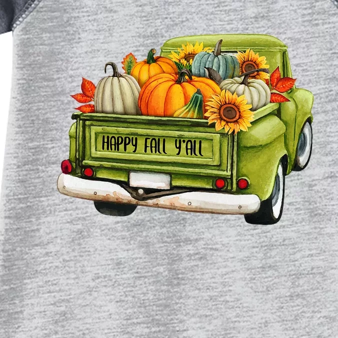 Fall Pumpkin Harvest Time Old Pickup Farm Truck Thanksgiving Infant Baby Jersey Bodysuit