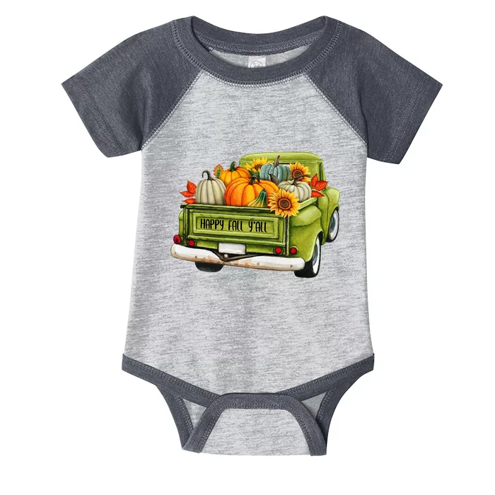 Fall Pumpkin Harvest Time Old Pickup Farm Truck Thanksgiving Infant Baby Jersey Bodysuit