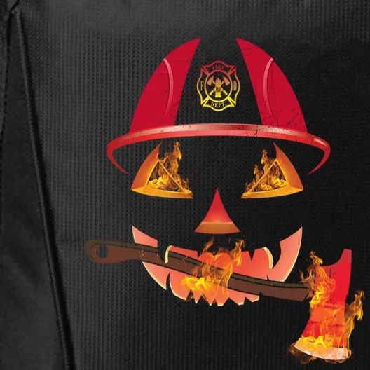 Firefighter Pumpkin Halloween Gift City Backpack