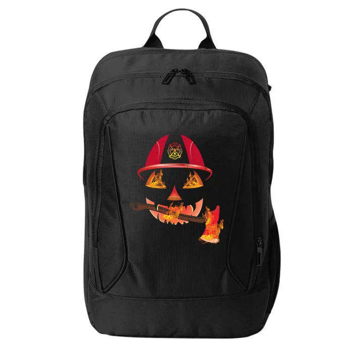 Firefighter Pumpkin Halloween Gift City Backpack