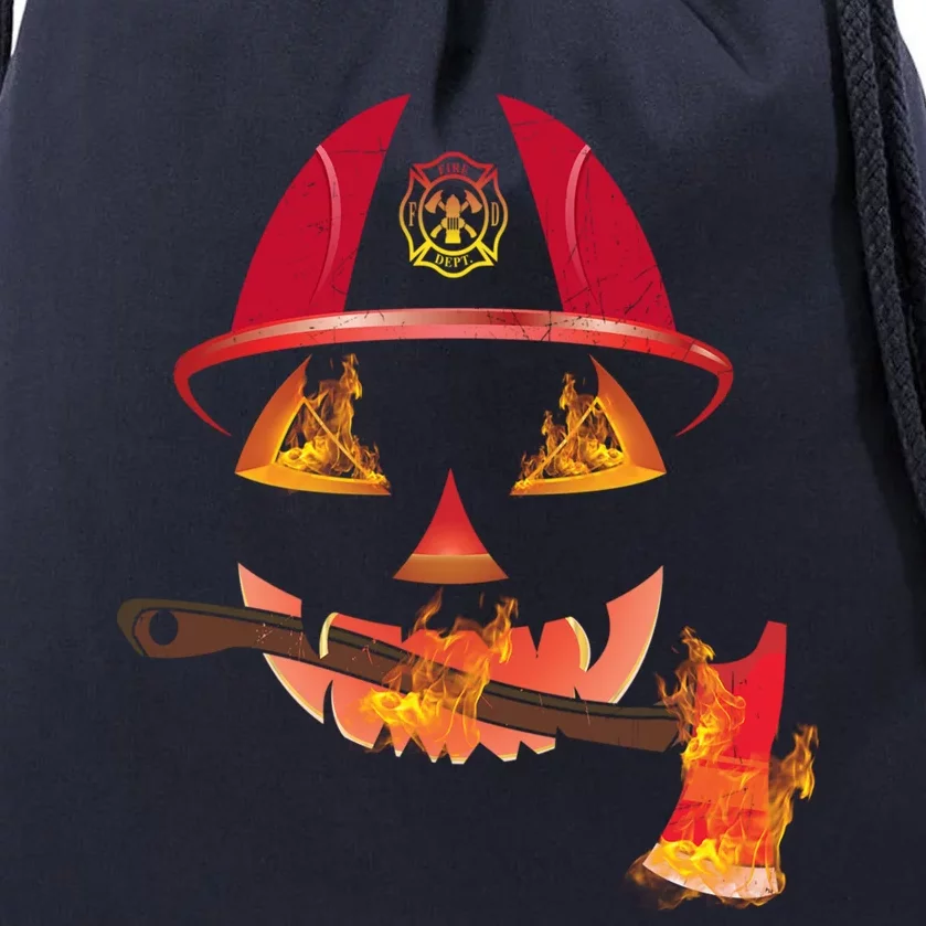 Firefighter Pumpkin Halloween Gift Drawstring Bag