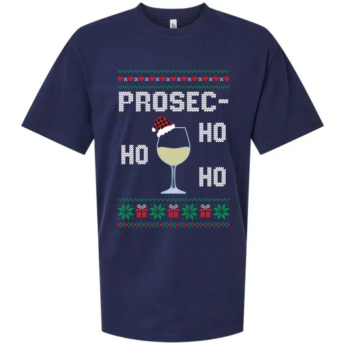 Funny Prosec Ho Ho Ho Christmas Prosecco Santa Hat Wine Gift Sueded Cloud Jersey T-Shirt