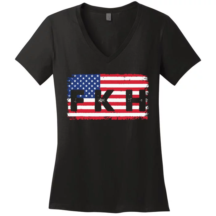 Fkh Political Humor F Kamala Harris Conservative Republican Women's V-Neck T-Shirt