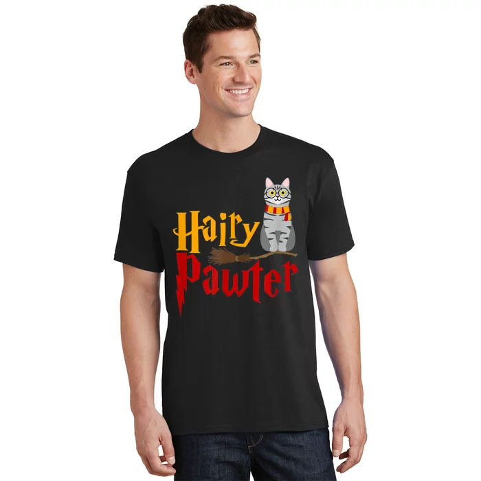 FUNNY Pun Hairy Pawter WiIzard Gift For Cat Lovers T-Shirt