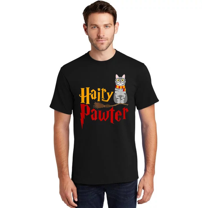 FUNNY Pun Hairy Pawter WiIzard Gift For Cat Lovers Tall T-Shirt