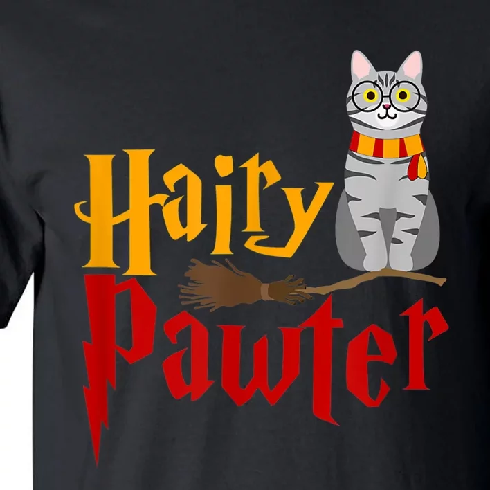 FUNNY Pun Hairy Pawter WiIzard Gift For Cat Lovers Tall T-Shirt