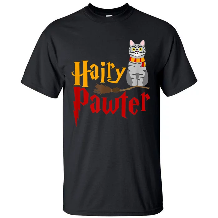 FUNNY Pun Hairy Pawter WiIzard Gift For Cat Lovers Tall T-Shirt