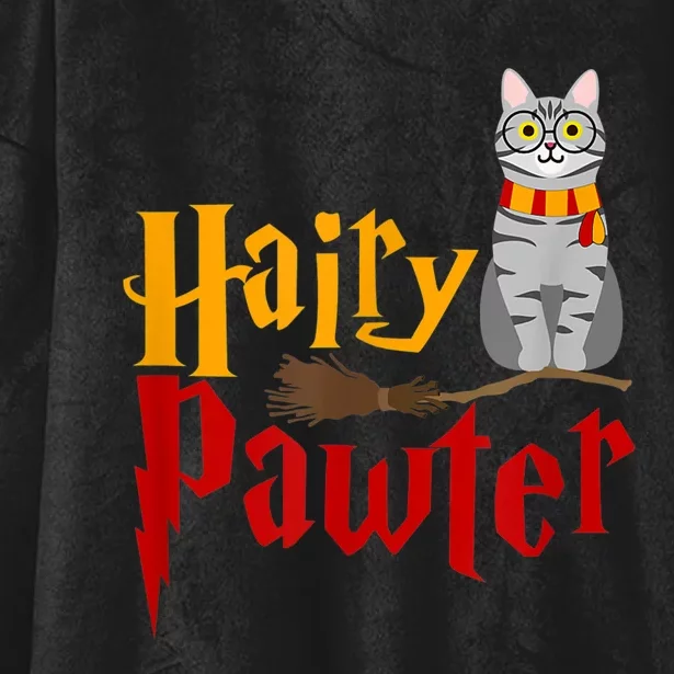 FUNNY Pun Hairy Pawter WiIzard Gift For Cat Lovers Hooded Wearable Blanket