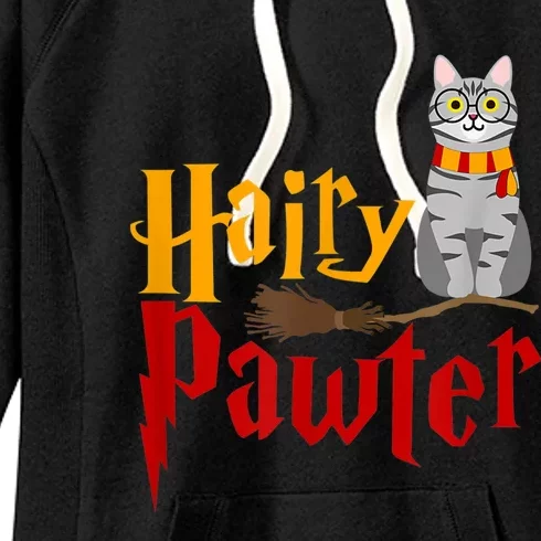 FUNNY Pun Hairy Pawter WiIzard Gift For Cat Lovers Women's Fleece Hoodie