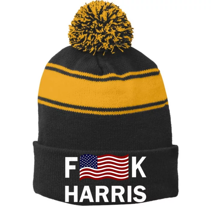 Fkh Political Humor F Kamala Harris Conservative Republican Stripe Pom Pom Beanie