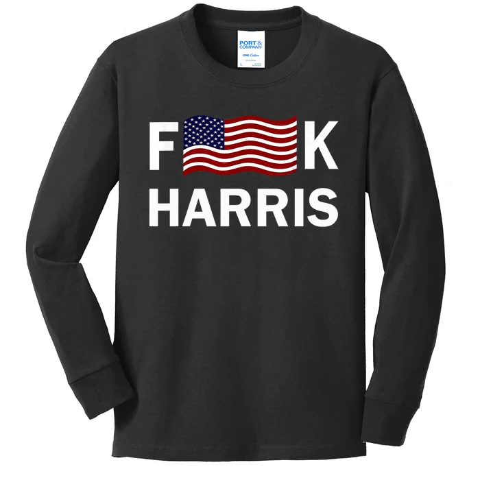 Fkh Political Humor F Kamala Harris Conservative Republican Kids Long Sleeve Shirt