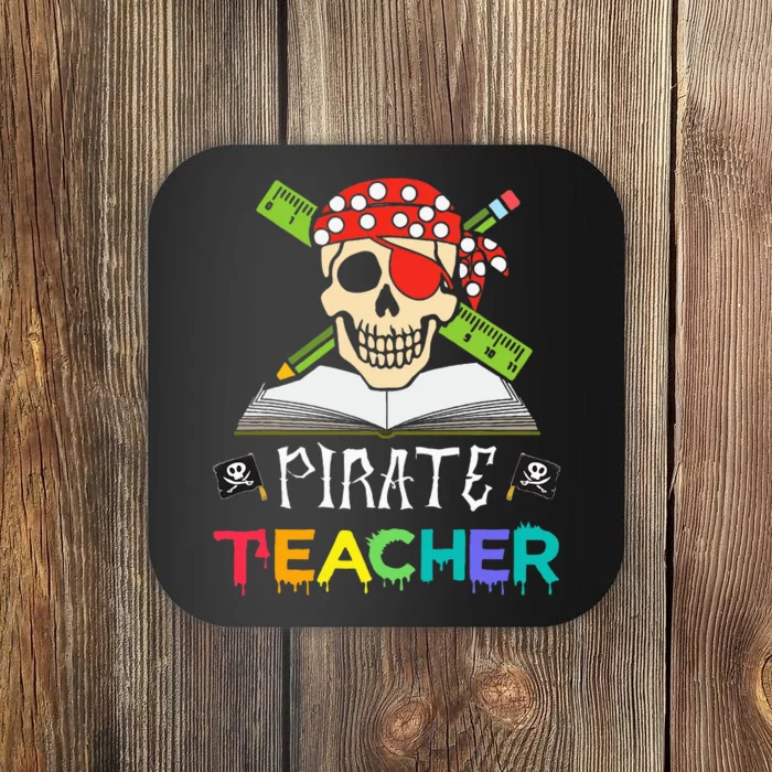 Funny Pirate Halloween Skull Gift for Teachers Coaster