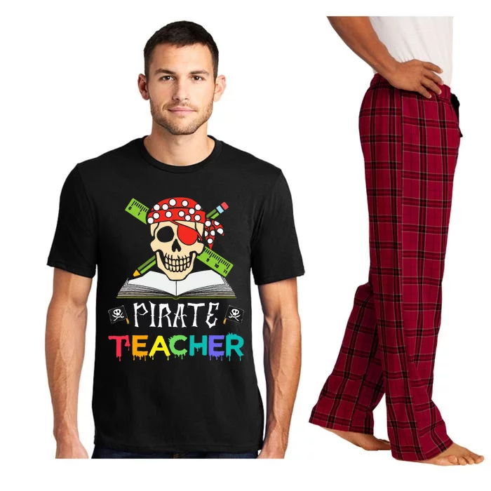 Funny Pirate Halloween Skull Gift for Teachers Pajama Set