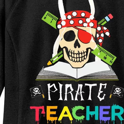 Funny Pirate Halloween Skull Gift for Teachers Women's Fleece Hoodie