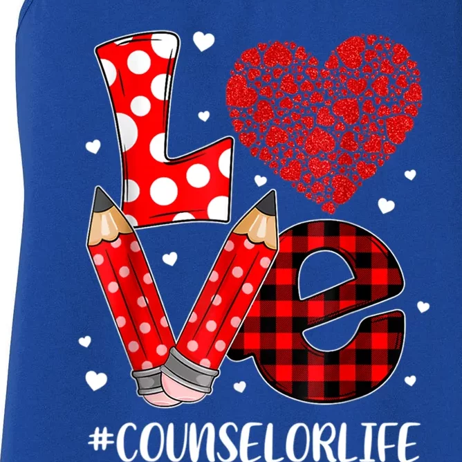 Funny Plaid Heart Love Counselor Valentine Day Christmas Meaningful Gift Women's Racerback Tank