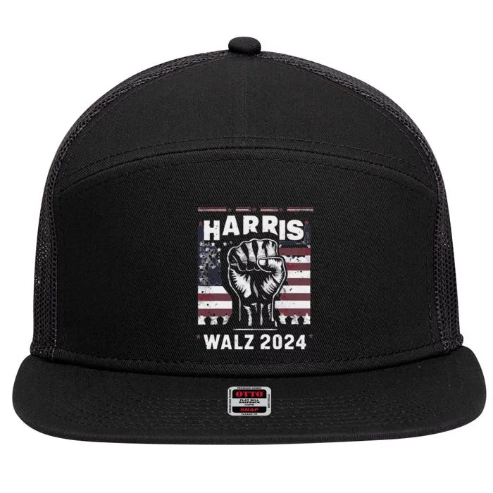 Fist Pump Harris 2024 7 Panel Mesh Trucker Snapback Hat