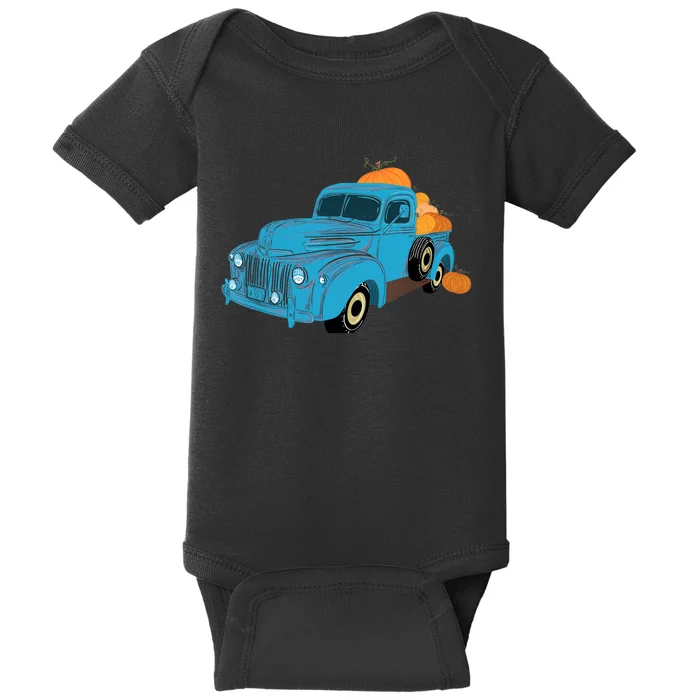 Fall Pumpkin Harvest Time Old Pickup Farm Truck Baby Bodysuit