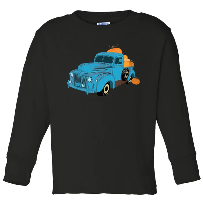 Fall Pumpkin Harvest Time Old Pickup Farm Truck Toddler Long Sleeve Shirt