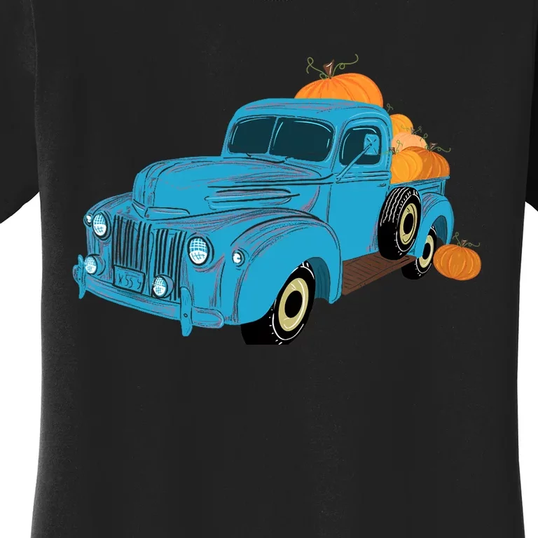 Fall Pumpkin Harvest Time Old Pickup Farm Truck Women's T-Shirt