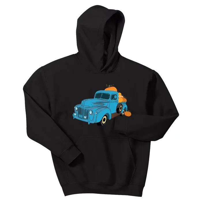 Fall Pumpkin Harvest Time Old Pickup Farm Truck Kids Hoodie