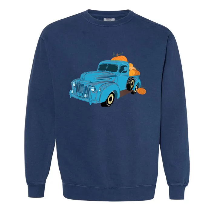 Fall Pumpkin Harvest Time Old Pickup Farm Truck Garment-Dyed Sweatshirt