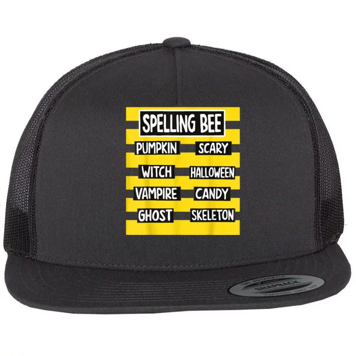 Funny Pun Halloween Costume For Teachers Spelling Bee Flat Bill Trucker Hat