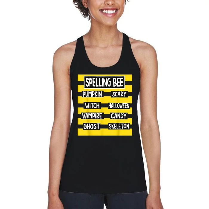 Funny Pun Halloween Costume For Teachers Spelling Bee Women's Racerback Tank