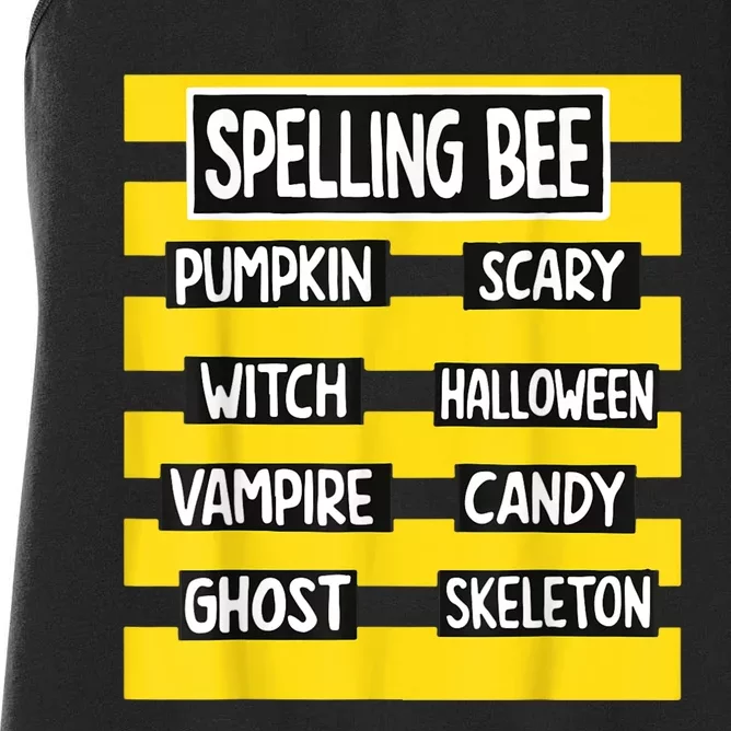 Funny Pun Halloween Costume For Teachers Spelling Bee Women's Racerback Tank