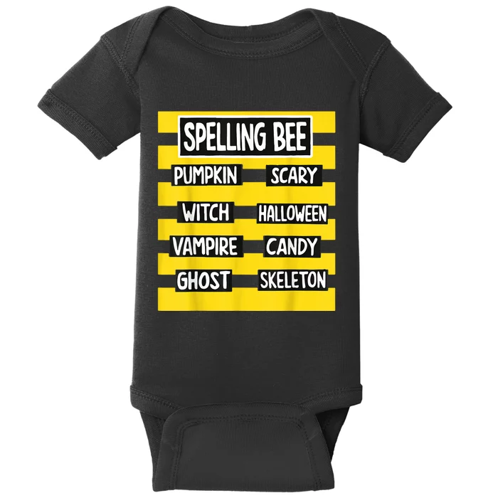 Funny Pun Halloween Costume For Teachers Spelling Bee Baby Bodysuit