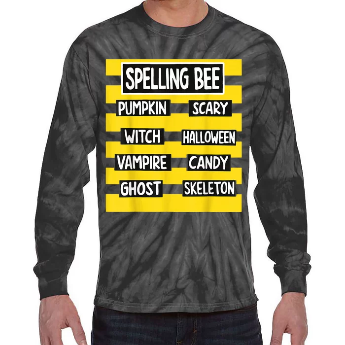 Funny Pun Halloween Costume For Teachers Spelling Bee Tie-Dye Long Sleeve Shirt