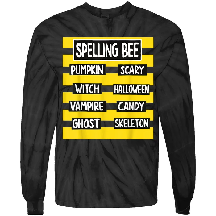 Funny Pun Halloween Costume For Teachers Spelling Bee Tie-Dye Long Sleeve Shirt