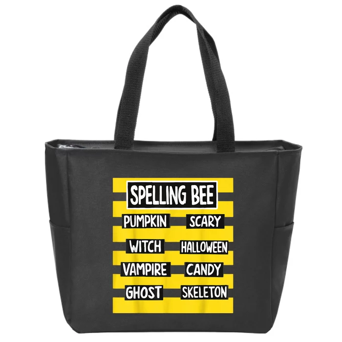 Funny Pun Halloween Costume For Teachers Spelling Bee Zip Tote Bag