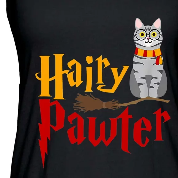 FUNNY Pun Hairy Pawter TShirt Wizard Gift For Cat Lovers Ladies Essential Flowy Tank