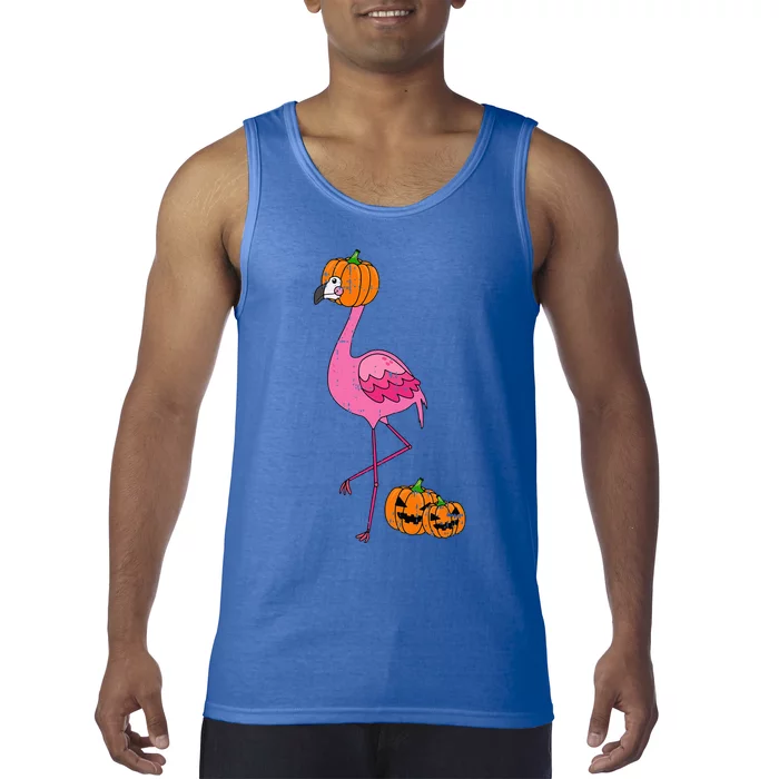 Flamingo Pumpkin Head Costume Cute Easy Bird Halloween Gift Tank Top