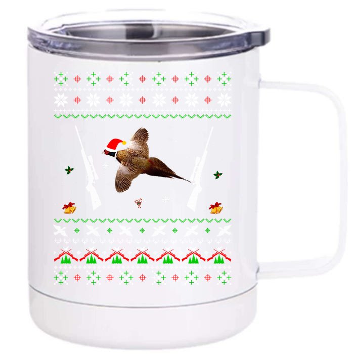 Funny Pheasant Hunting Christmas Front & Back 12oz Stainless Steel Tumbler Cup