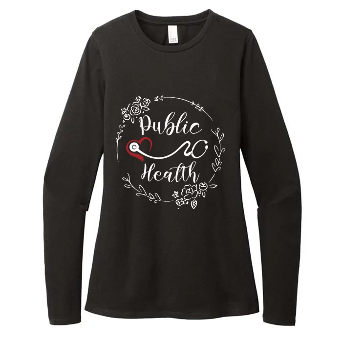 Floral Public Health Heart Stethoscope Gift Womens CVC Long Sleeve Shirt