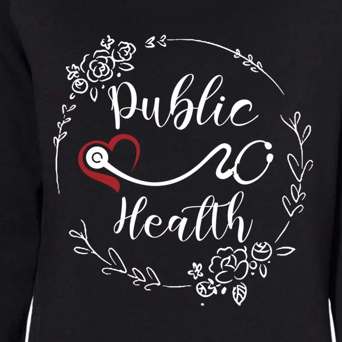 Floral Public Health Heart Stethoscope Gift Womens California Wash Sweatshirt