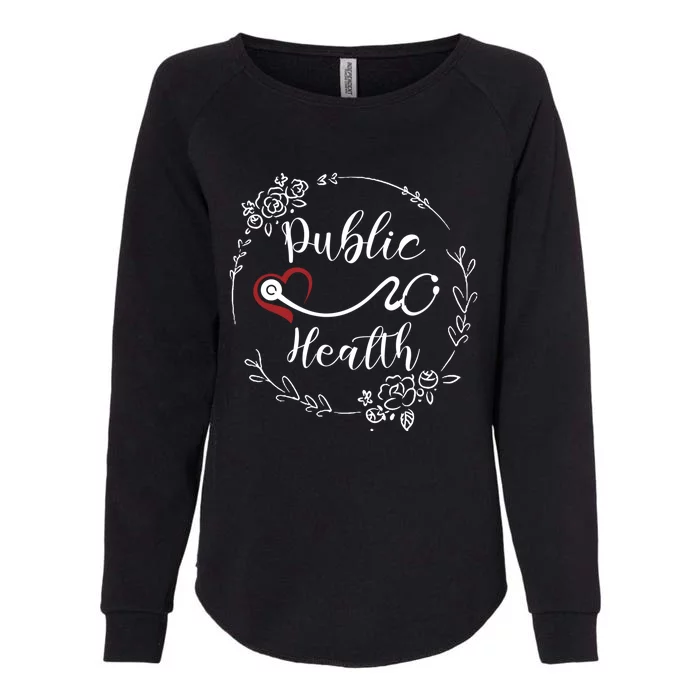 Floral Public Health Heart Stethoscope Gift Womens California Wash Sweatshirt