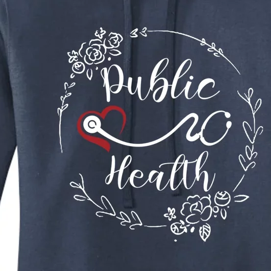 Floral Public Health Heart Stethoscope Gift Women's Pullover Hoodie