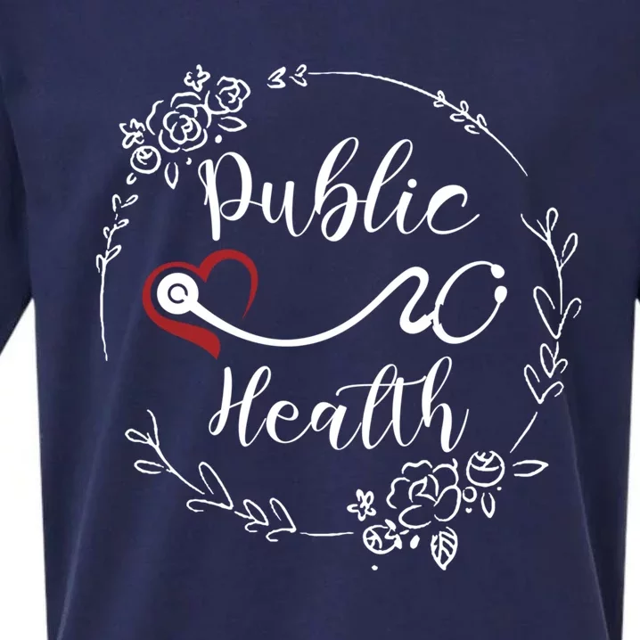 Floral Public Health Heart Stethoscope Gift Sueded Cloud Jersey T-Shirt