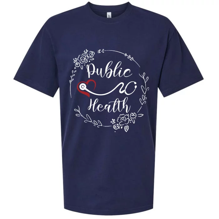 Floral Public Health Heart Stethoscope Gift Sueded Cloud Jersey T-Shirt