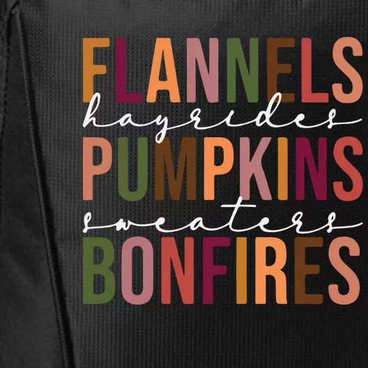 Flannels Pumpkins Hayrides Smores And Bonfires City Backpack